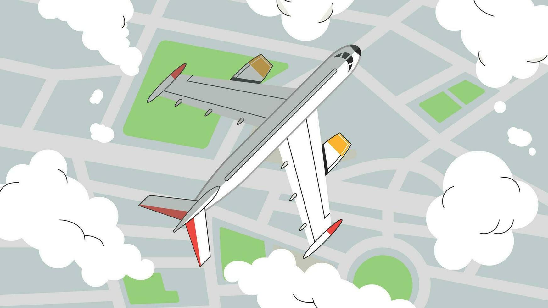 Airplane on the top of the map vector