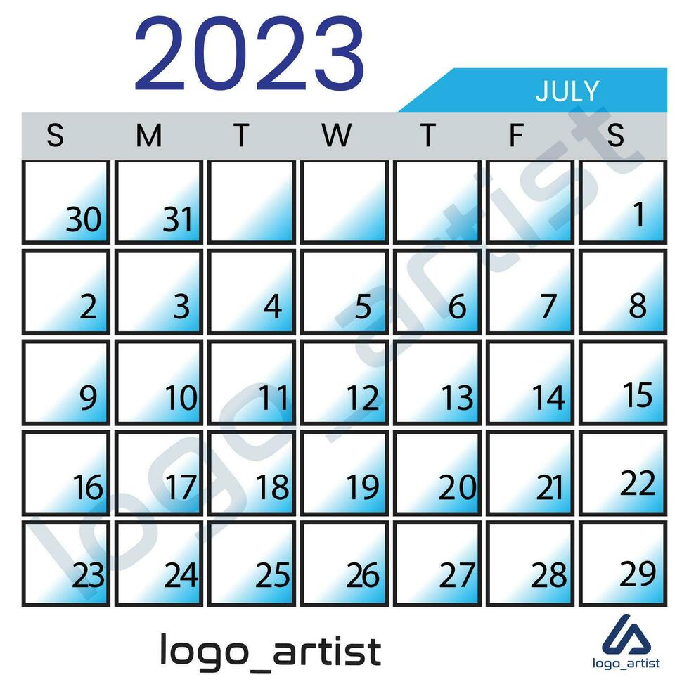 july 2023 calender vector template