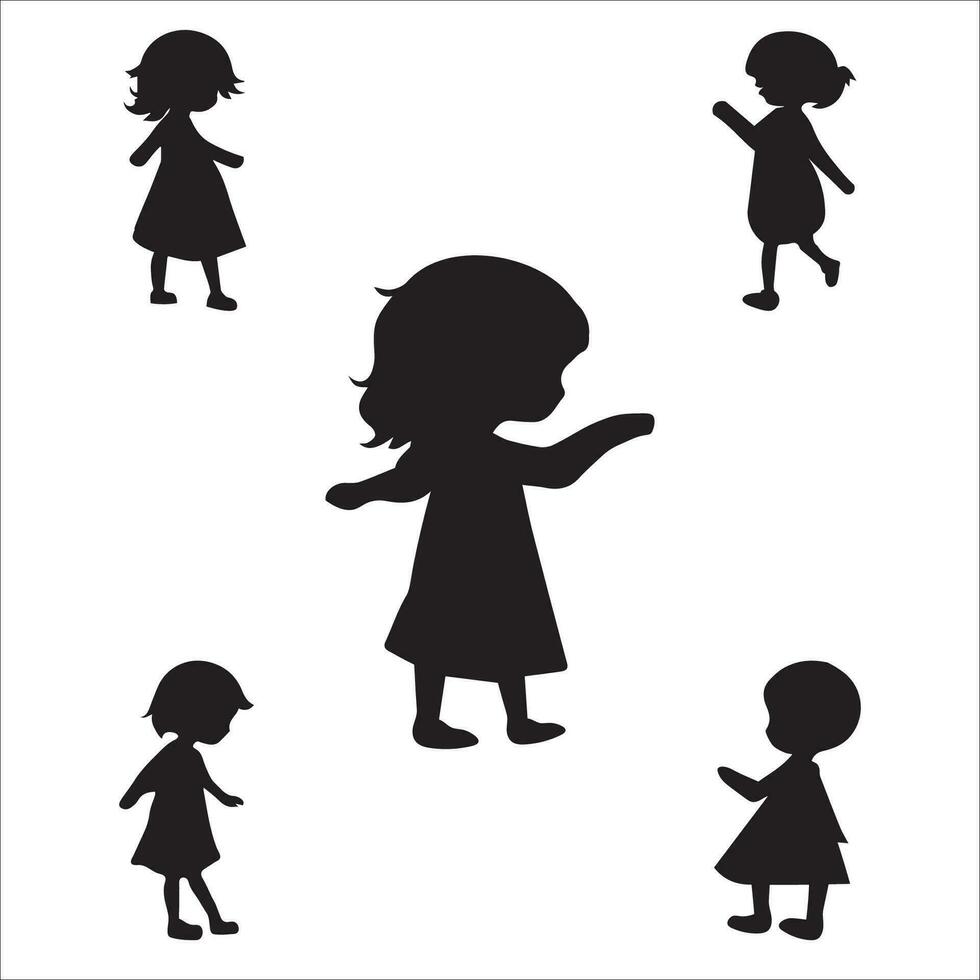 Free vector flat design little girl silhouette