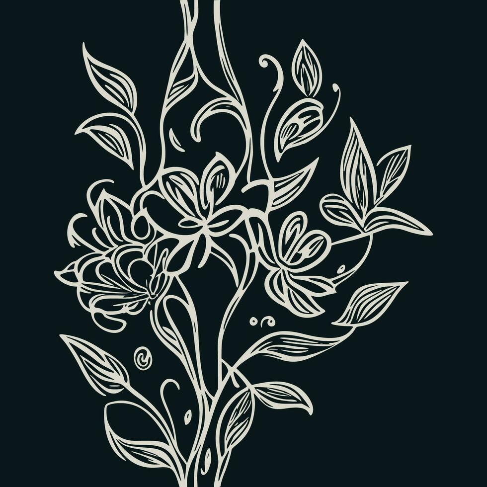 mano dibujado plano diseño sencillo flor describir, monocolor elemento para ropa diseño. vector