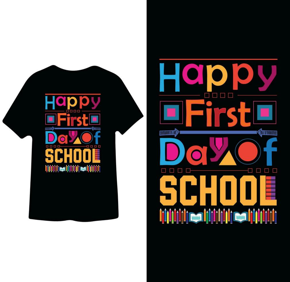 contento primero día de colegio , espalda a colegio t camisa diseño vector