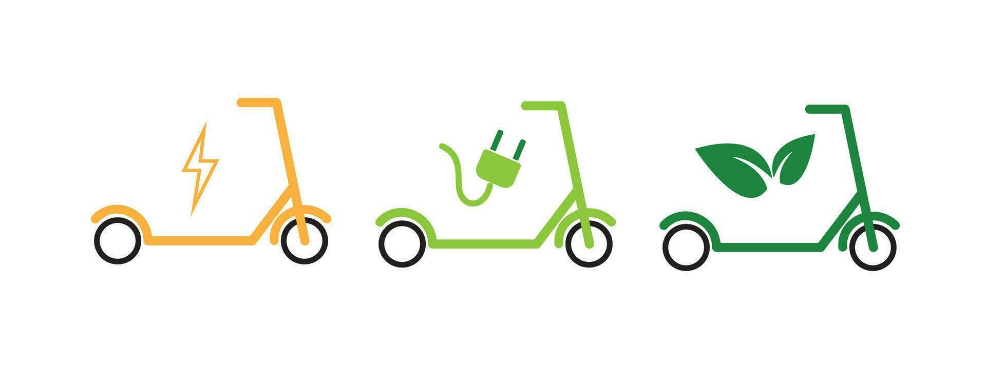 Electric graphic scooter icon isolated on white. Vector illustration of ECO kick transport.