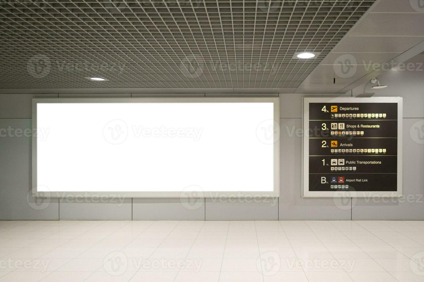 Blank advertising billboard at airport,mockup poster media template ads display photo