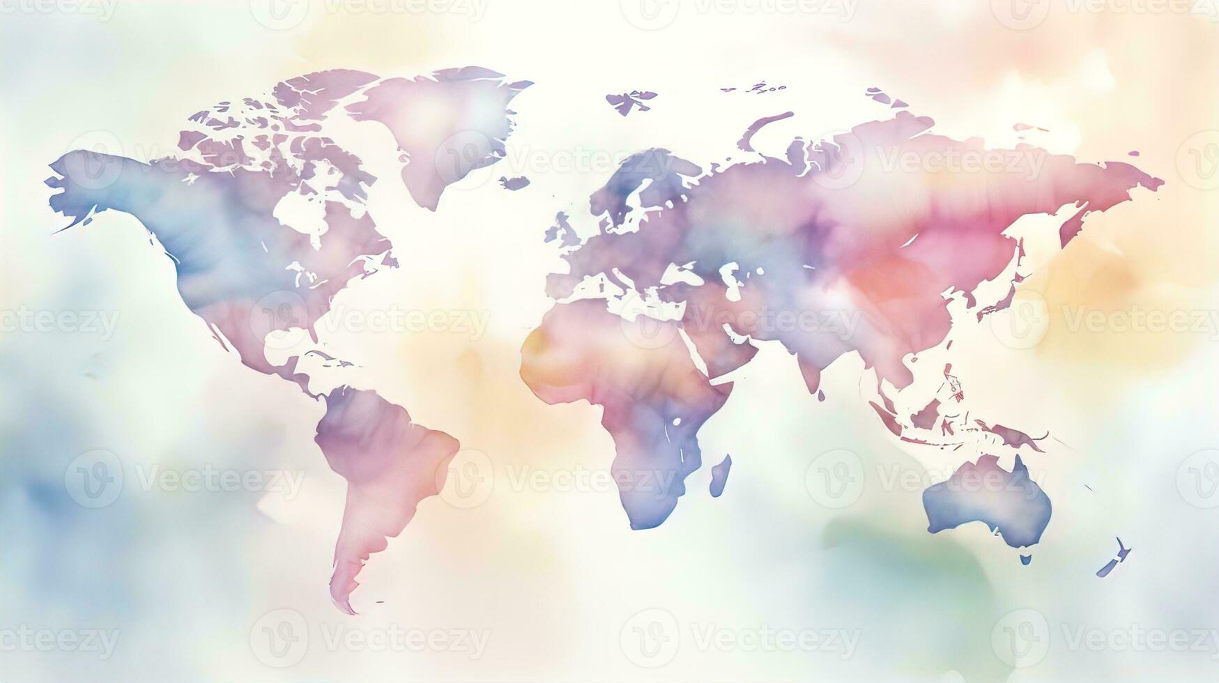 World Map with Soft Colors photo