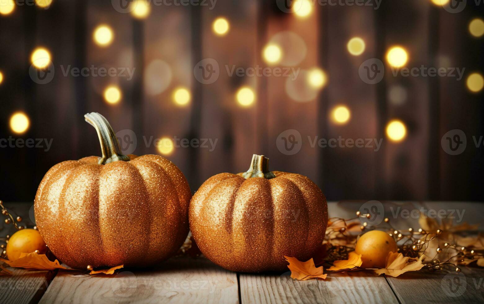 Autumn festival decor composition with golden pumpkins and yellow ...