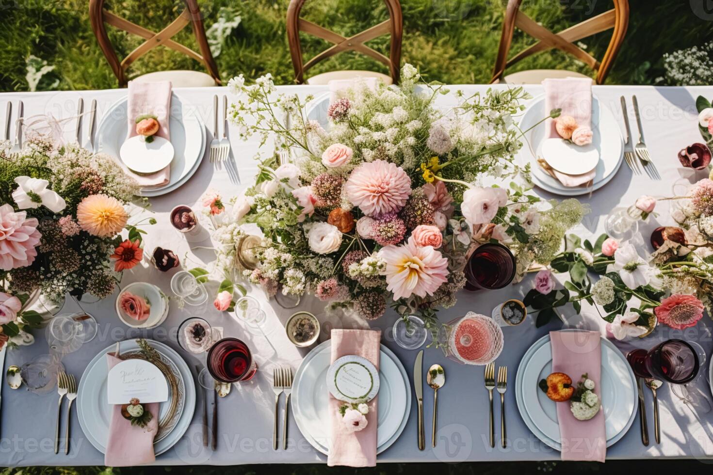 Country tablescape, formal dinner table setting, table scape with strawberry decoration for wedding party and holiday event celebration, photo