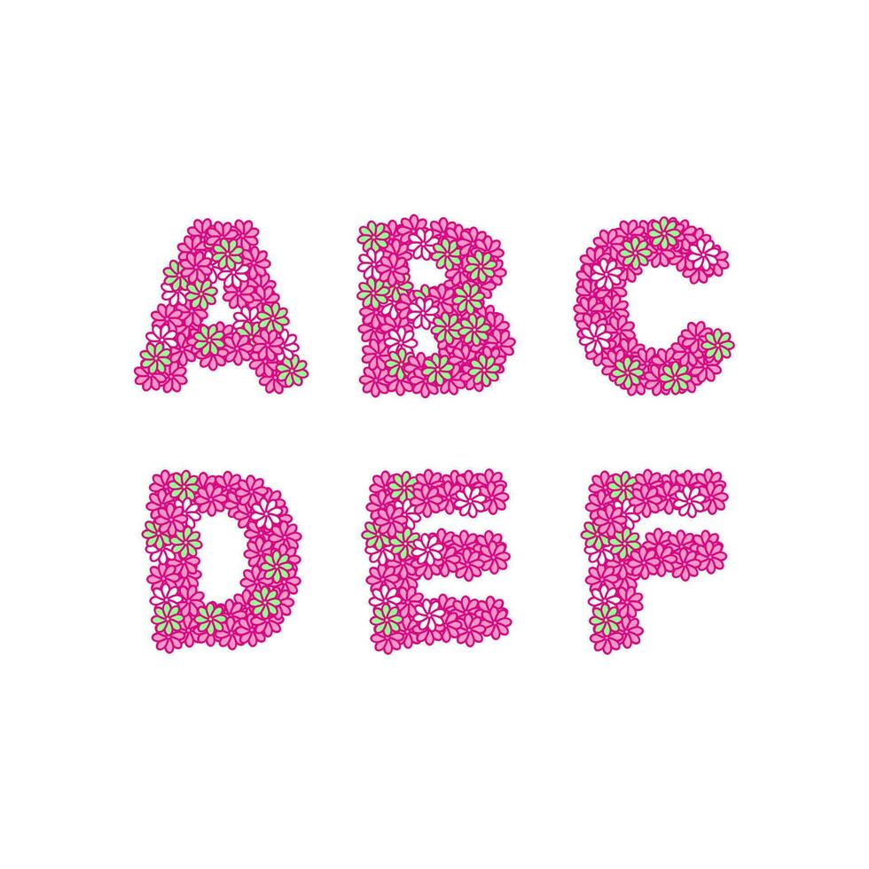 alfabeto letras diseño con vistoso floral modelo vector