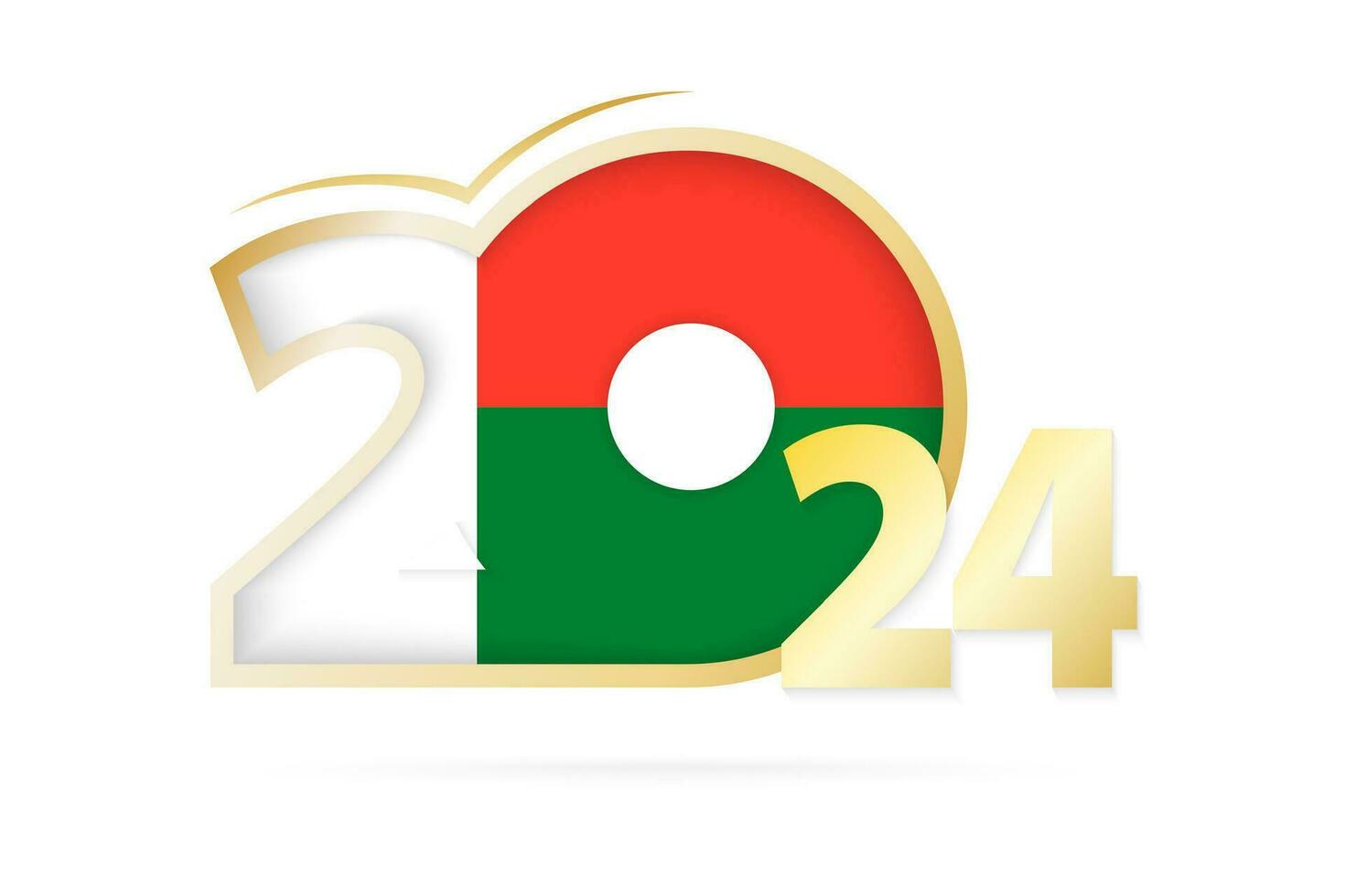 Year 2024 with Madagascar Flag pattern. vector