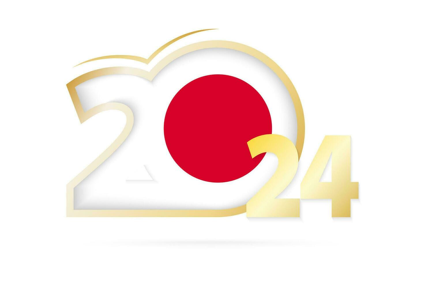 Year 2024 with Japan Flag pattern. vector