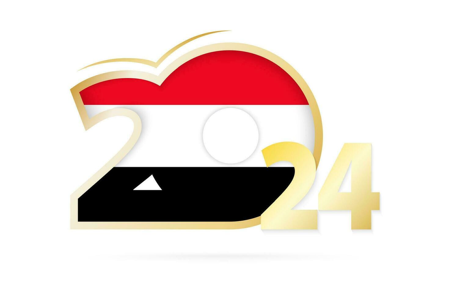 Year 2024 with Yemen Flag pattern. vector