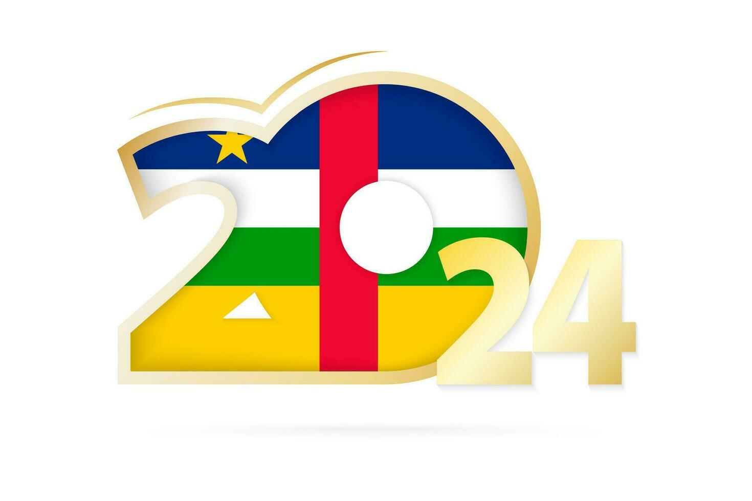 Year 2024 with Central African Republic Flag pattern. vector