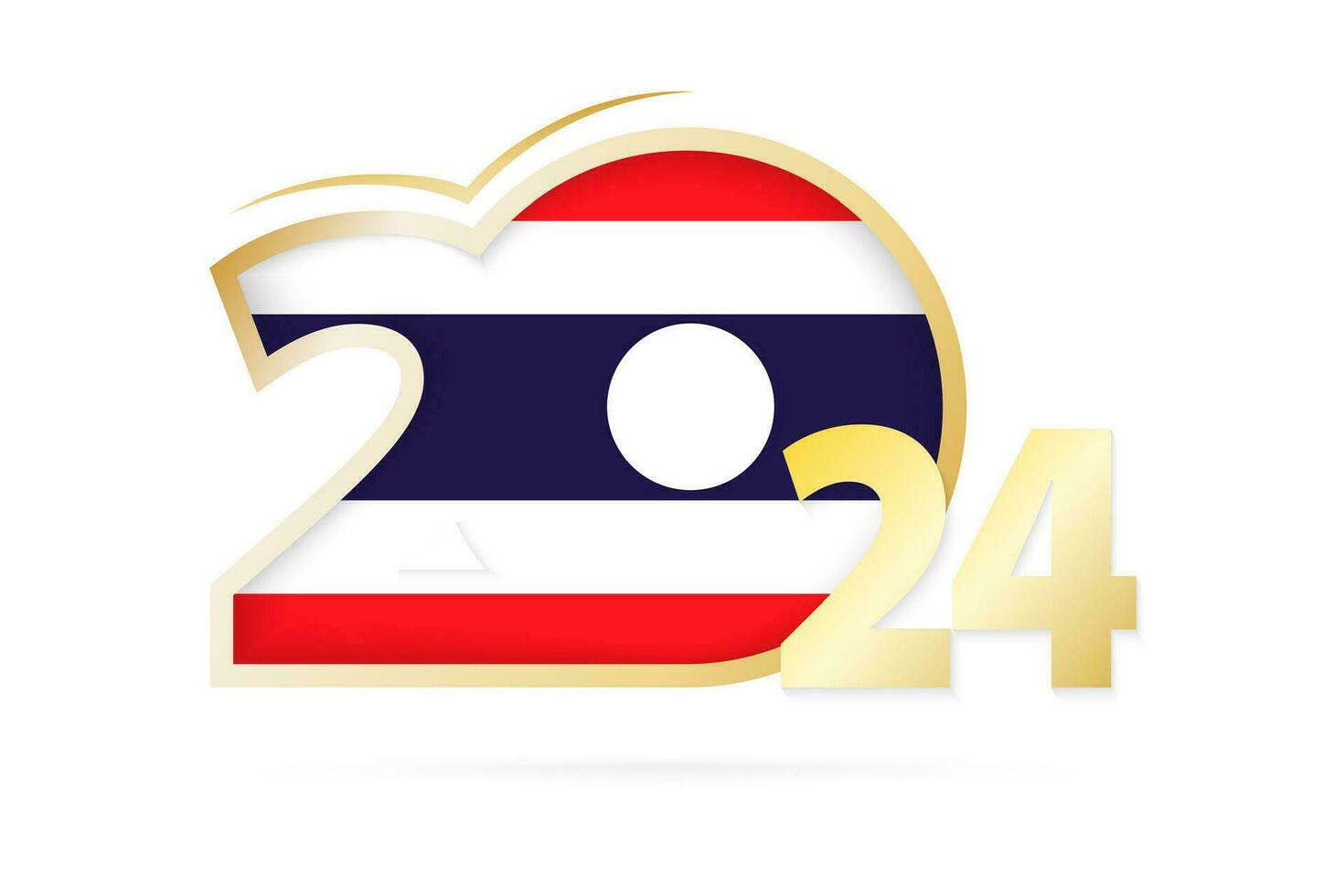 Year 2024 with Thailand Flag pattern. vector