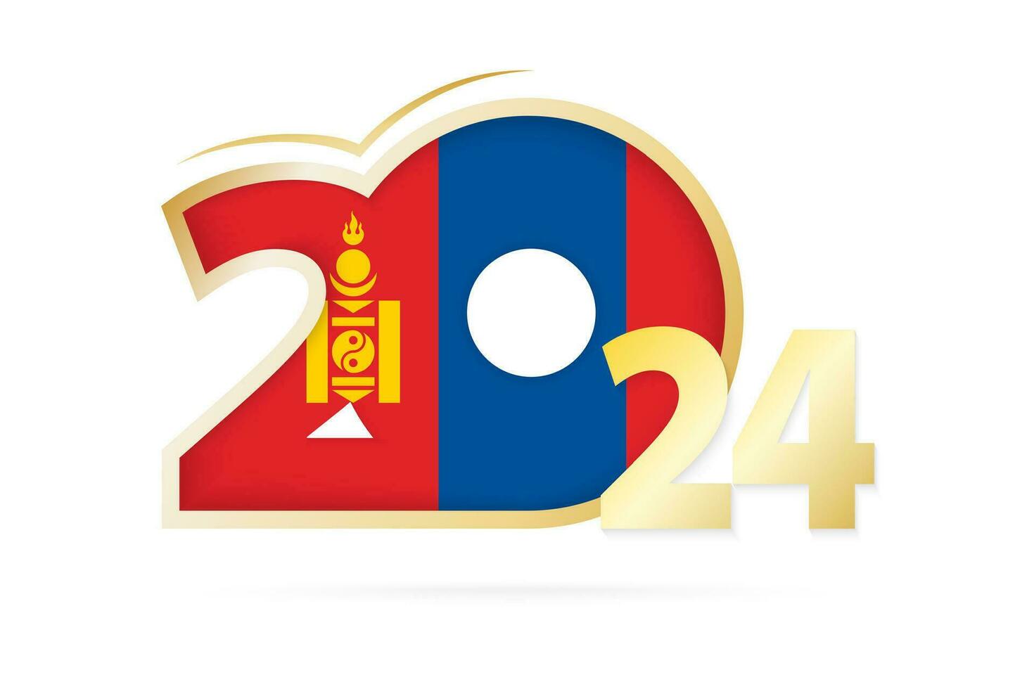 Year 2024 with Mongolia Flag pattern. vector