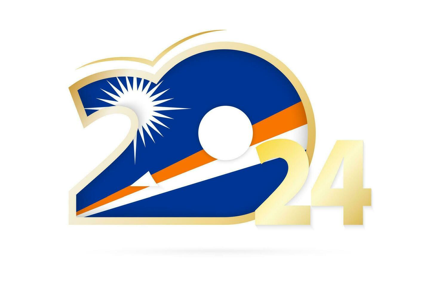 Year 2024 with Marshall Islands Flag pattern. vector