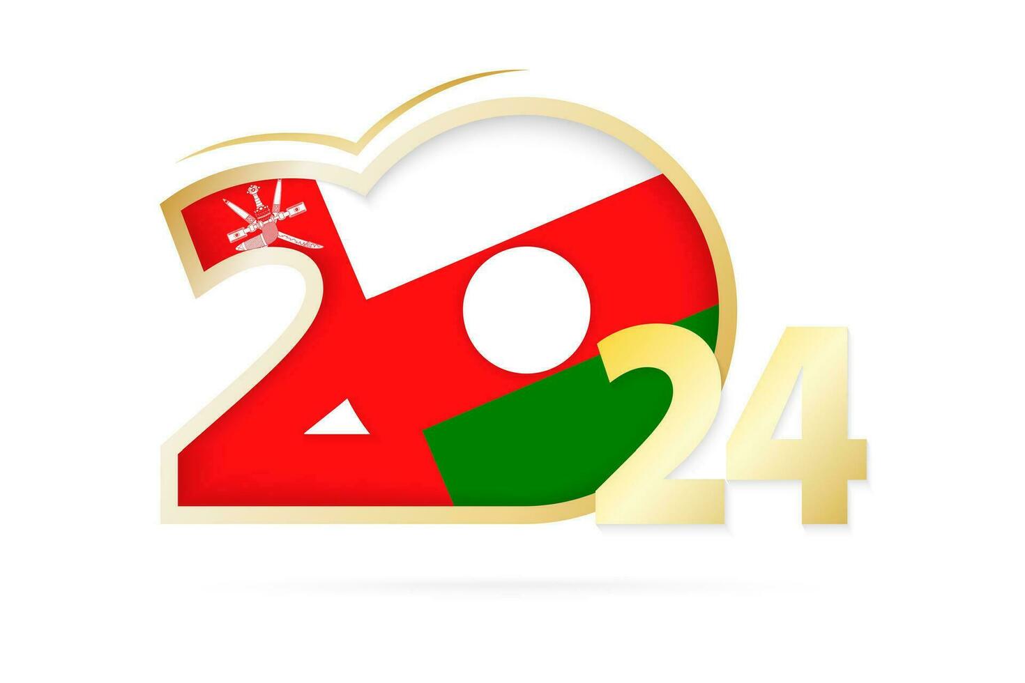 año 2024 con Omán bandera modelo. vector