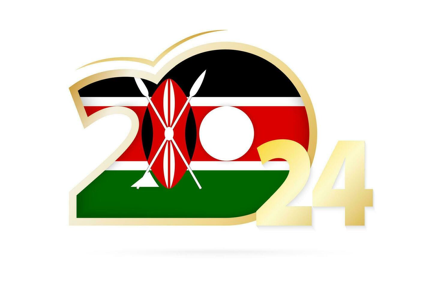 Year 2024 with Kenya Flag pattern. vector