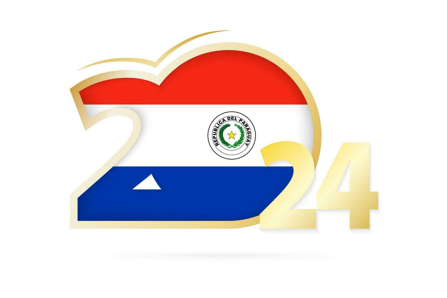 Year 2024 with Paraguay Flag pattern. vector