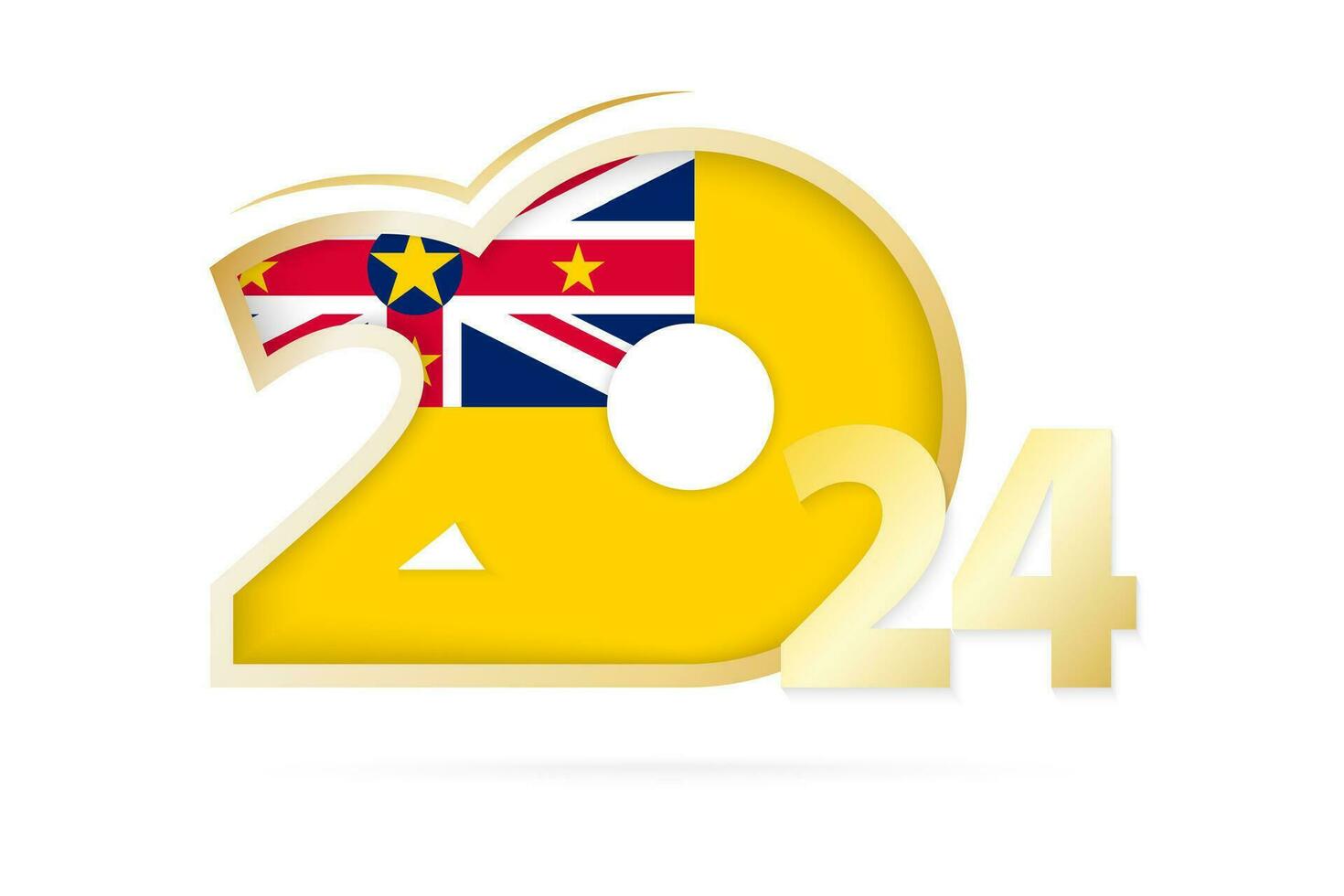 año 2024 con niue bandera modelo. vector