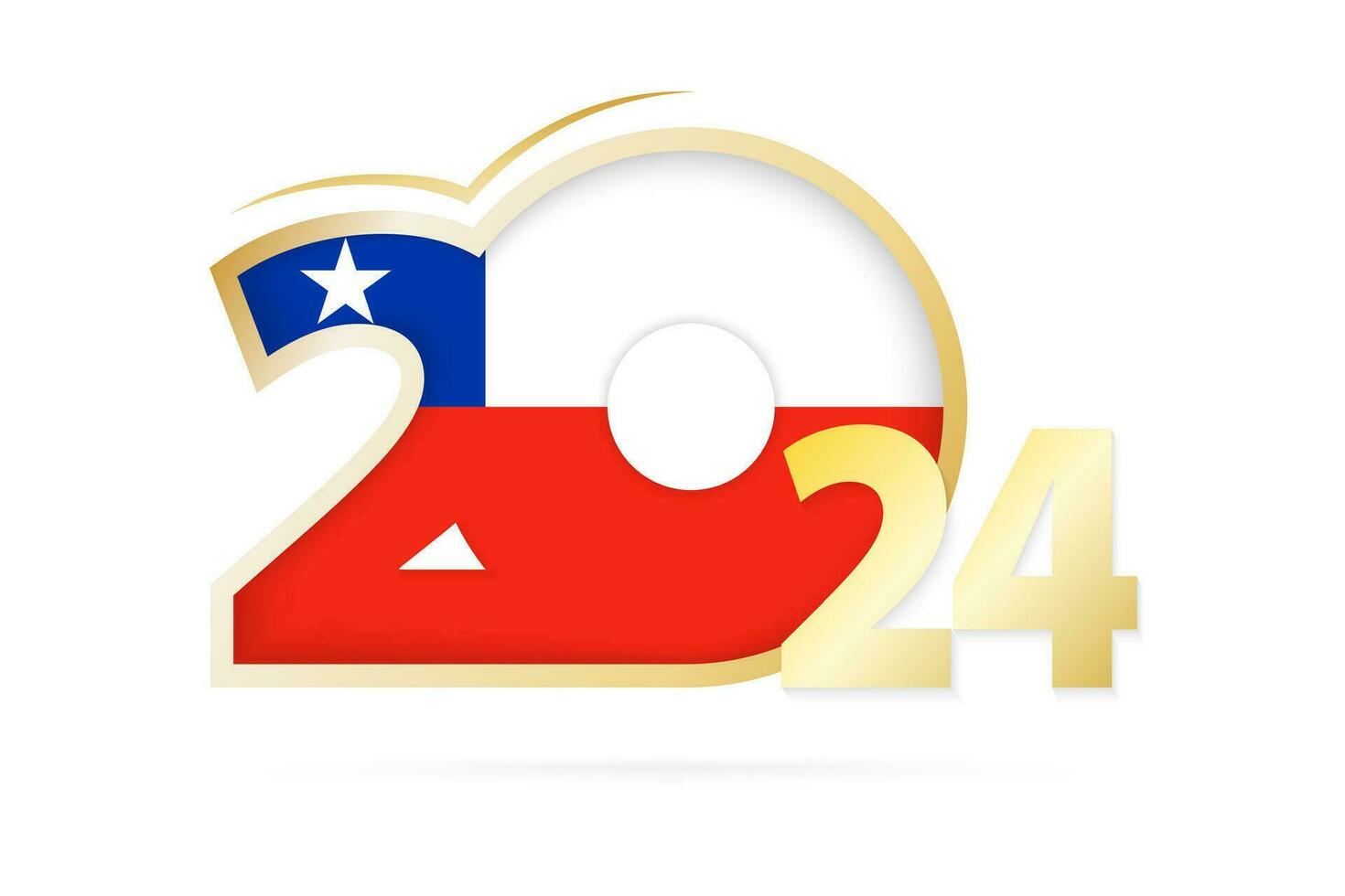 Year 2024 with Chile Flag pattern. vector