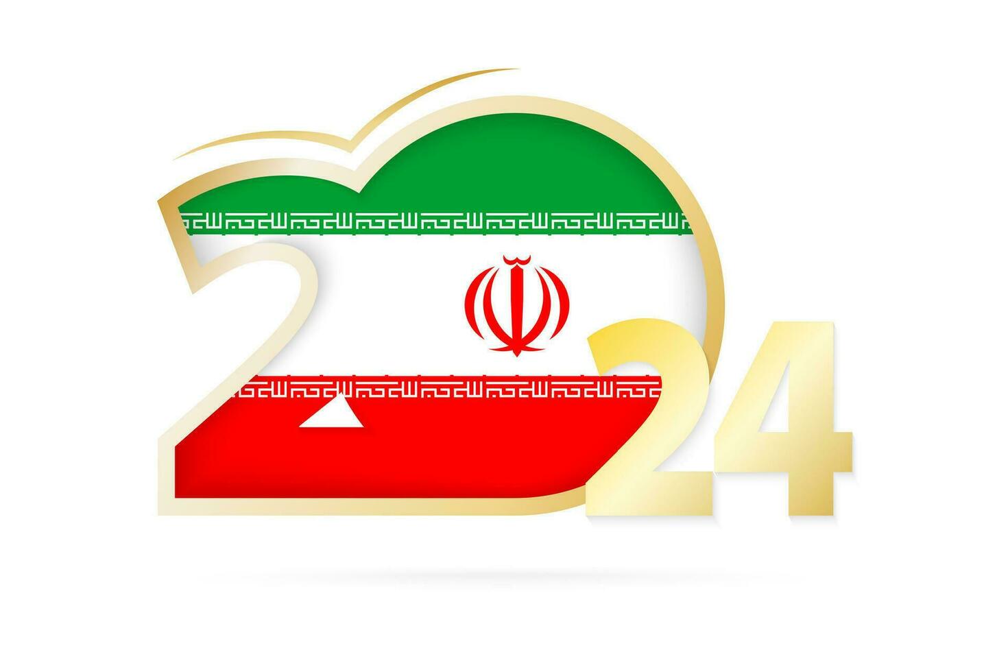 Year 2024 with Iran Flag pattern. vector