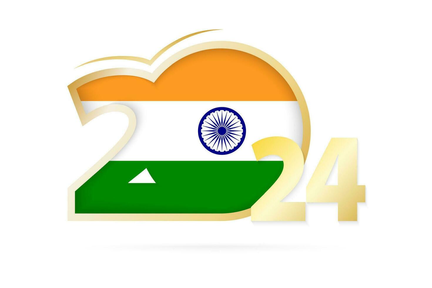 Year 2024 with India Flag pattern. vector