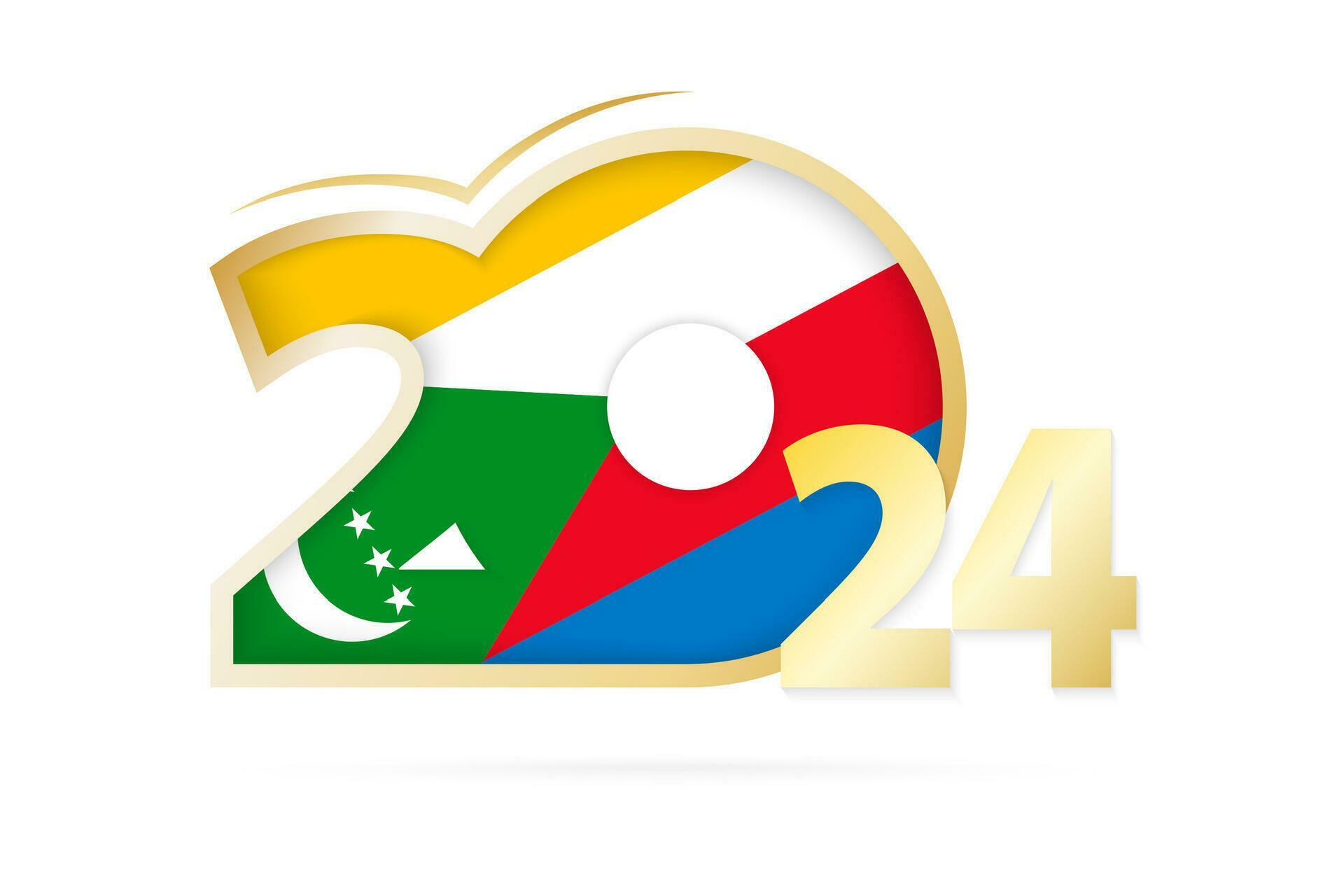 Year 2024 with Comoros Flag pattern. 26542170 Vector Art at Vecteezy