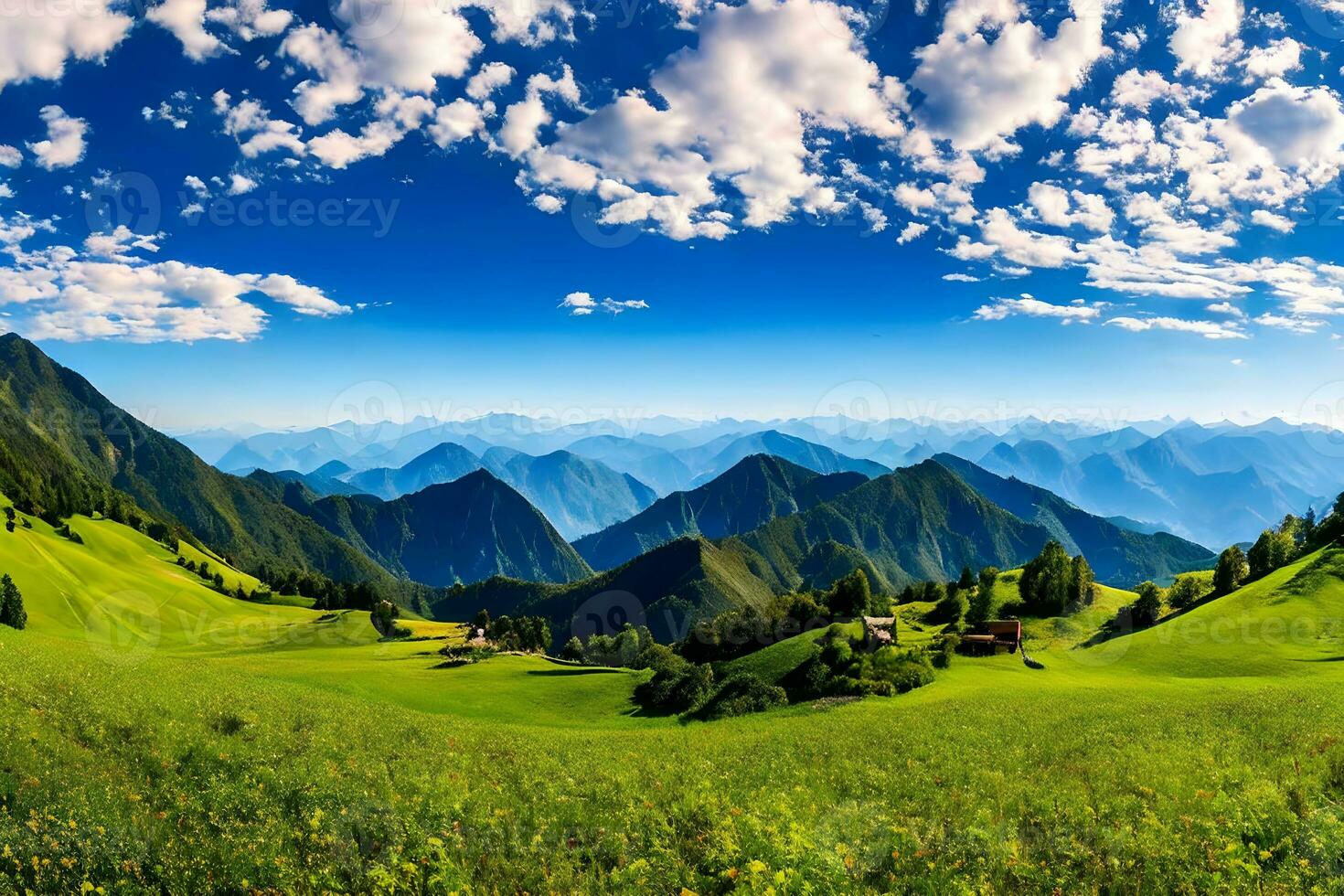 paisaje natural hermosas montañas y cielo azul panorama foto