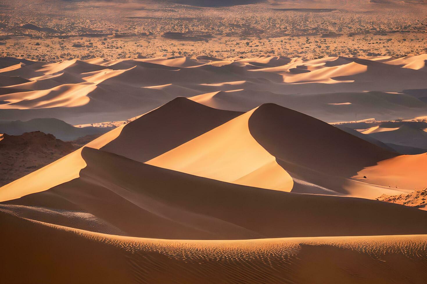 Beautiful landscape of desert dunes mountains photo