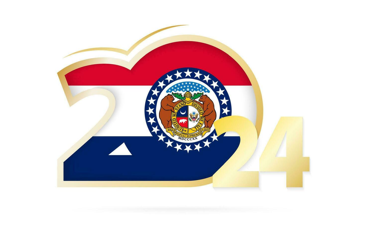 Year 2024 with Missouri Flag pattern. vector