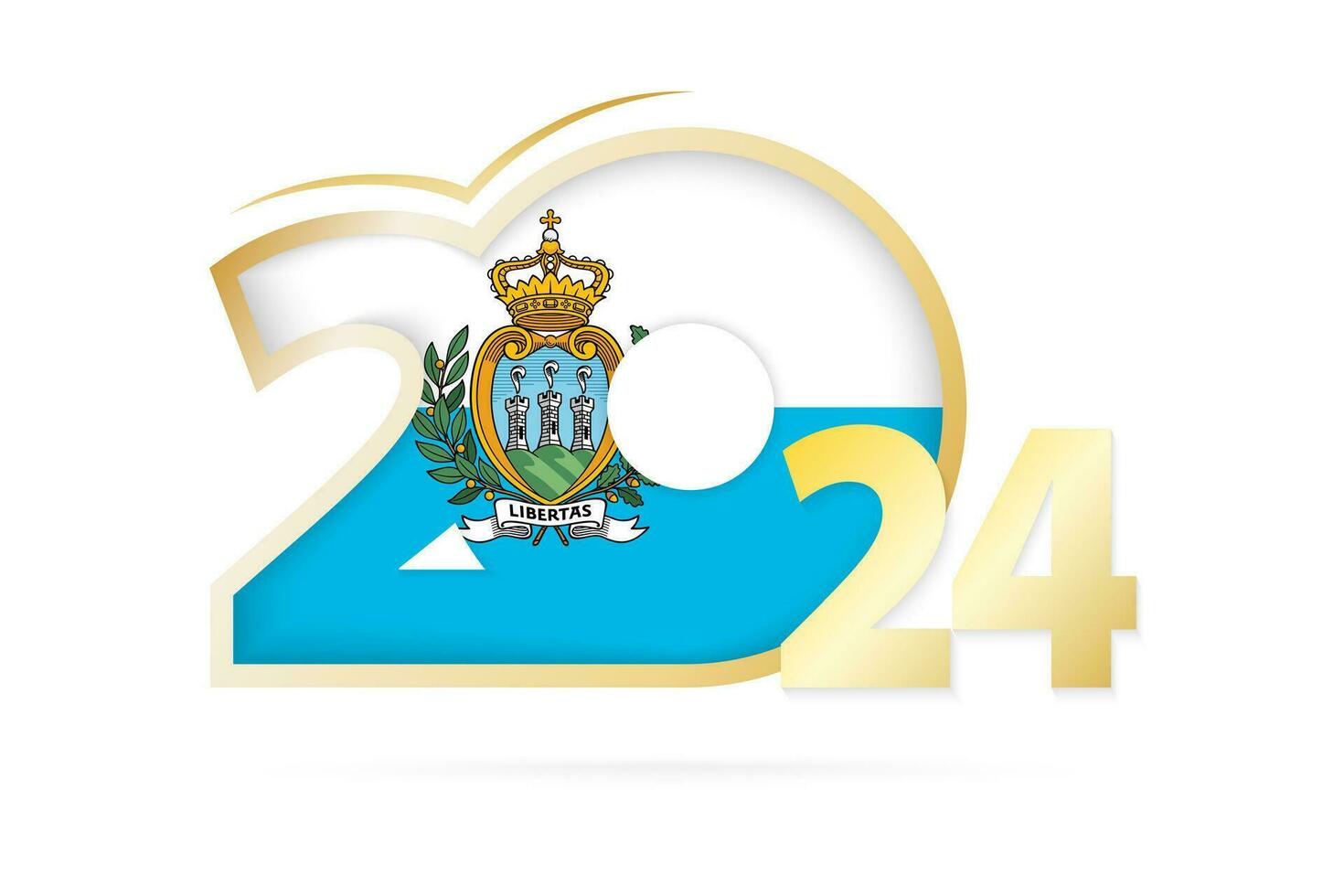 Year 2024 with San Marino Flag pattern. vector