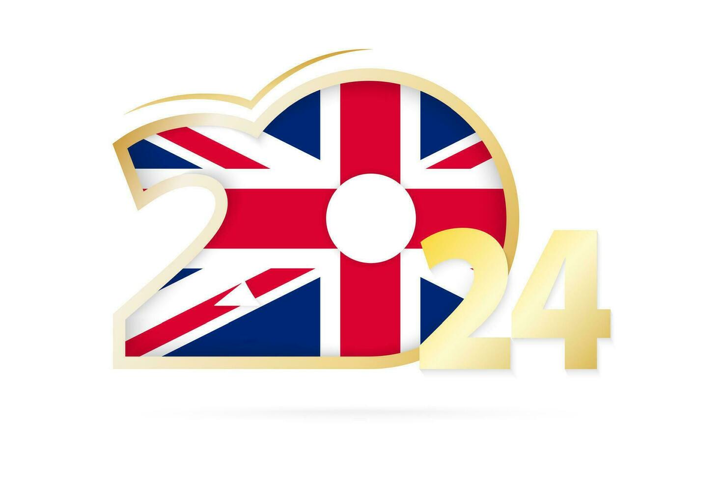 Year 2024 with United Kingdom Flag pattern. vector