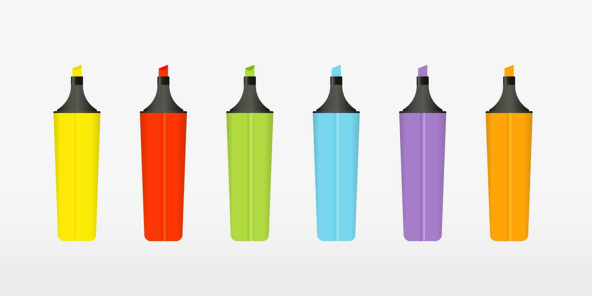 Colorful highlighter pens set. Vector illustration for your design.