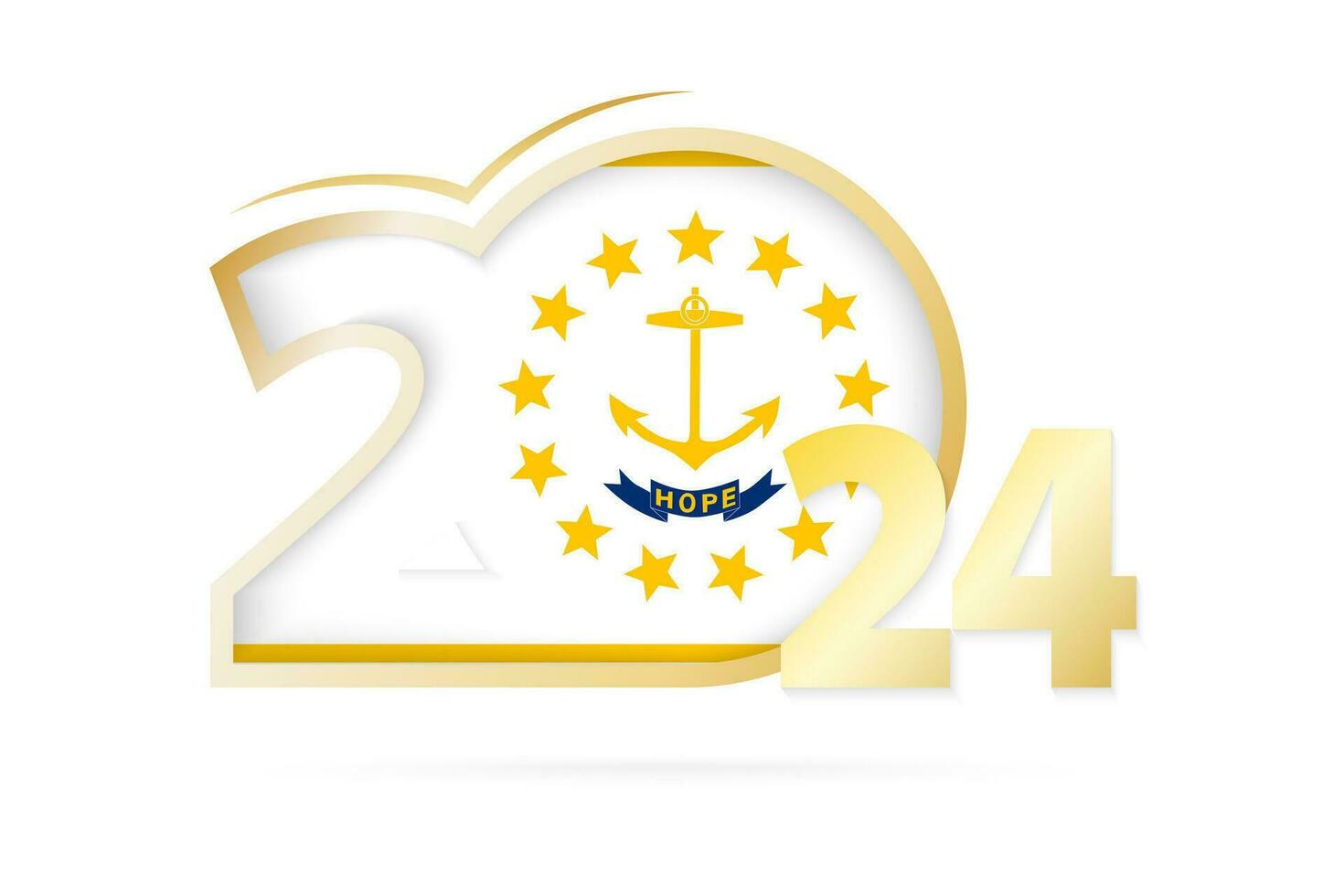 Year 2024 with Rhode Island Flag pattern. vector