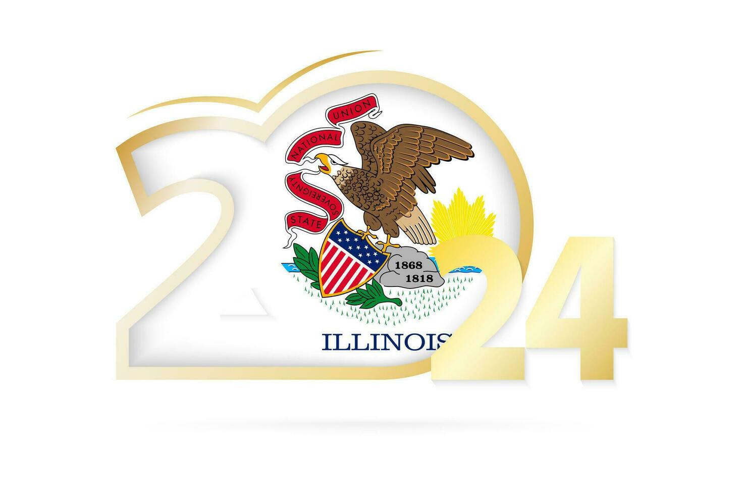 Year 2024 with Illinois Flag pattern. vector