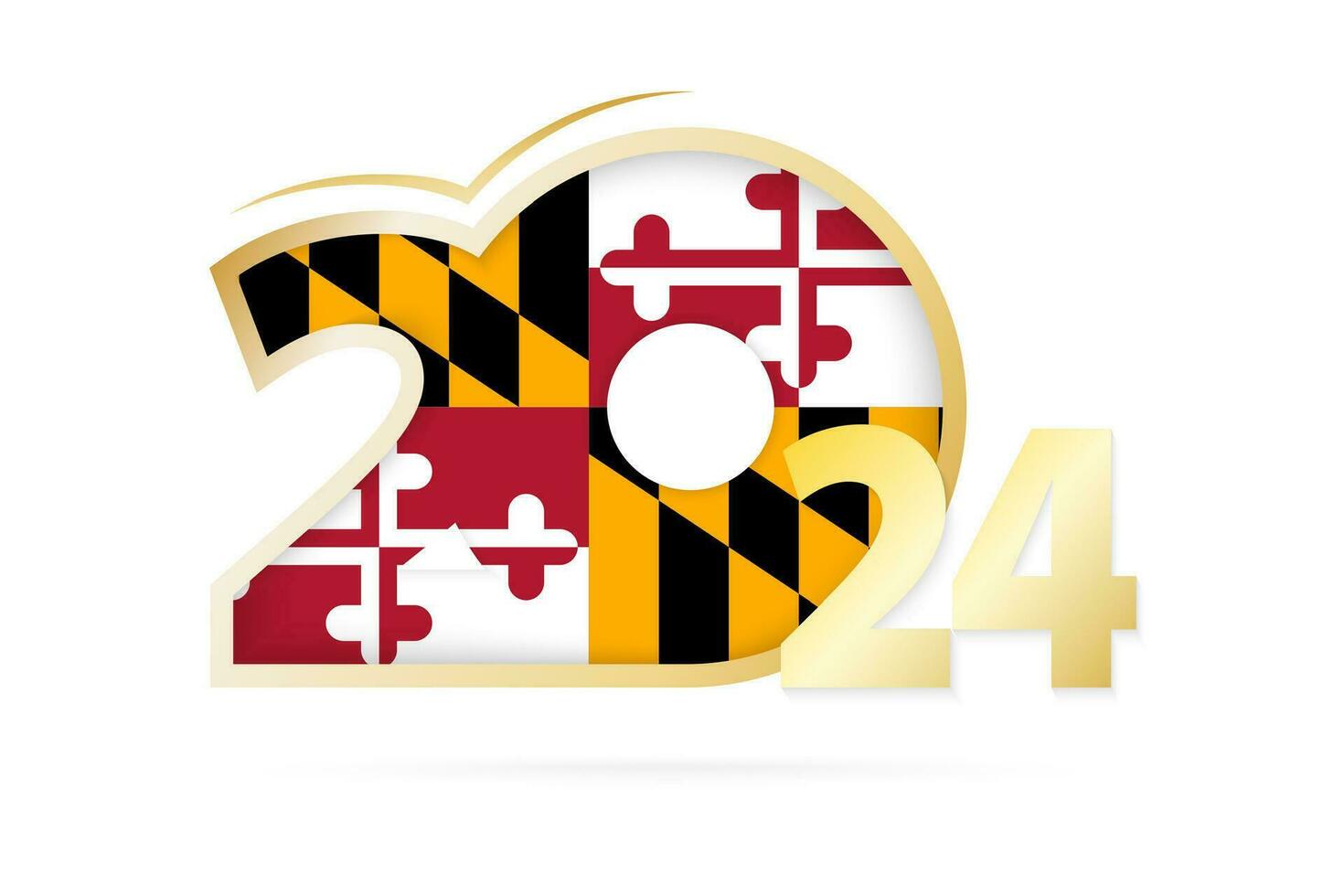 Year 2024 with Maryland Flag pattern. vector