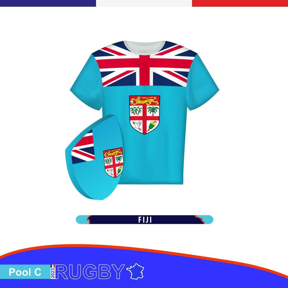 Rugby jersey of Fiji national team with flag