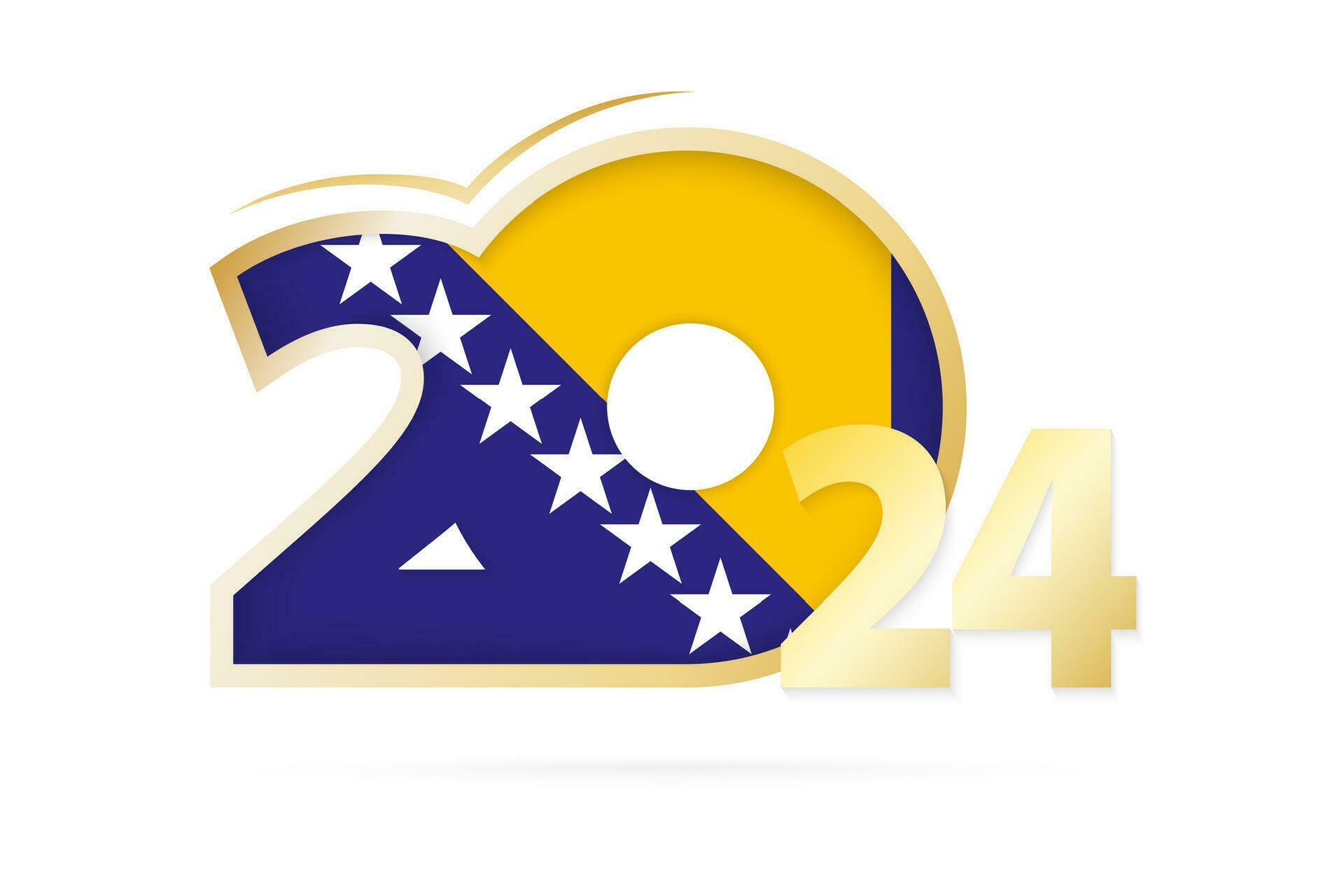 Year 2024 with Bosnia and Herzegovina Flag pattern. 26542296 Vector Art