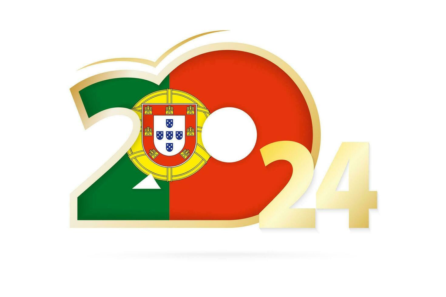 Year 2024 with Portugal Flag pattern. vector