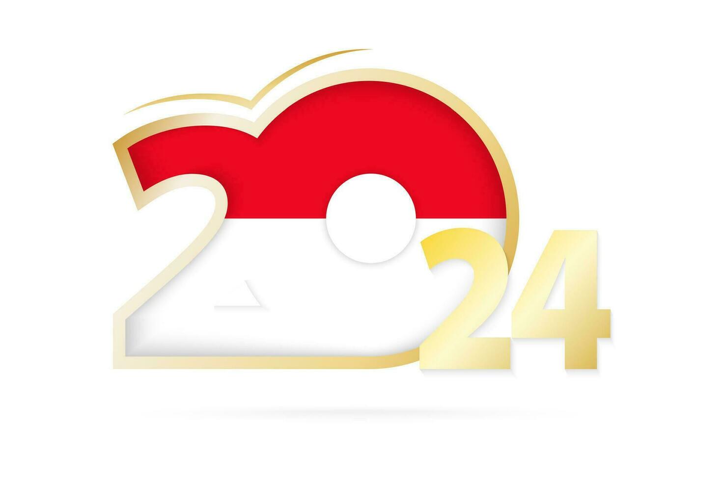 Year 2024 with Monaco Flag pattern. vector