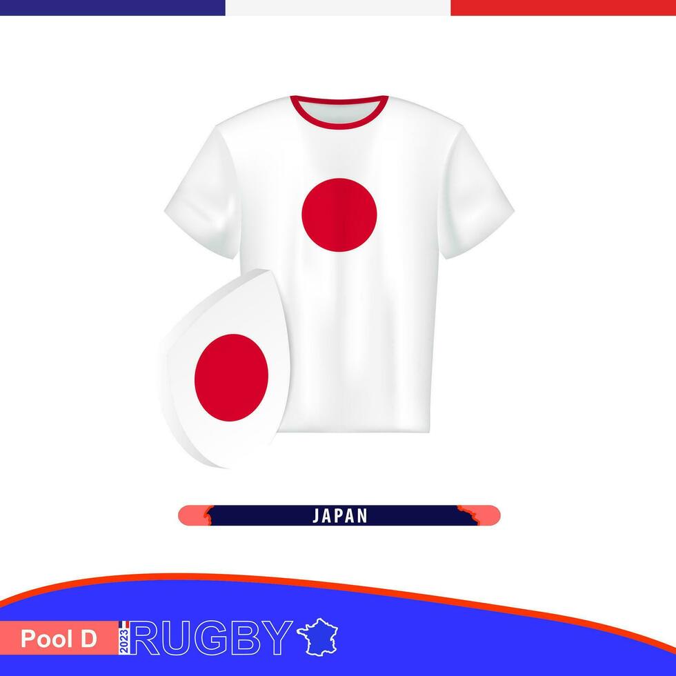 Rugby jersey of Japan national team with flag. vector