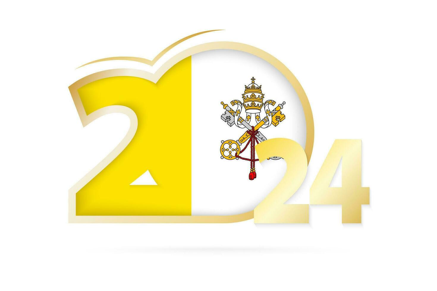 Year 2024 with Vatican City Flag pattern. vector