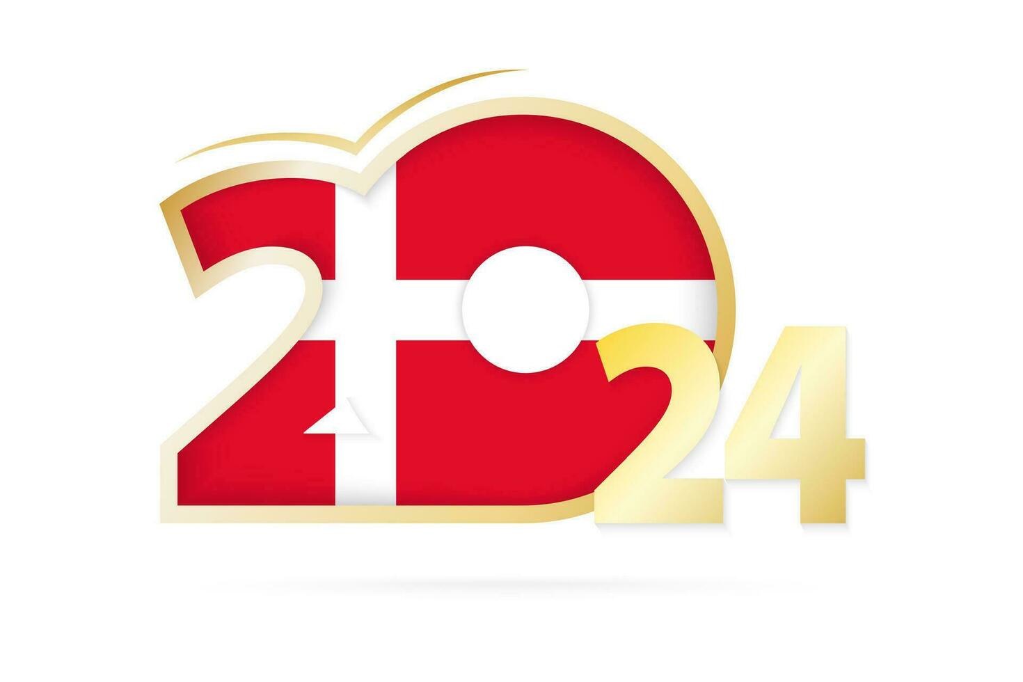 Year 2024 with Denmark Flag pattern. vector