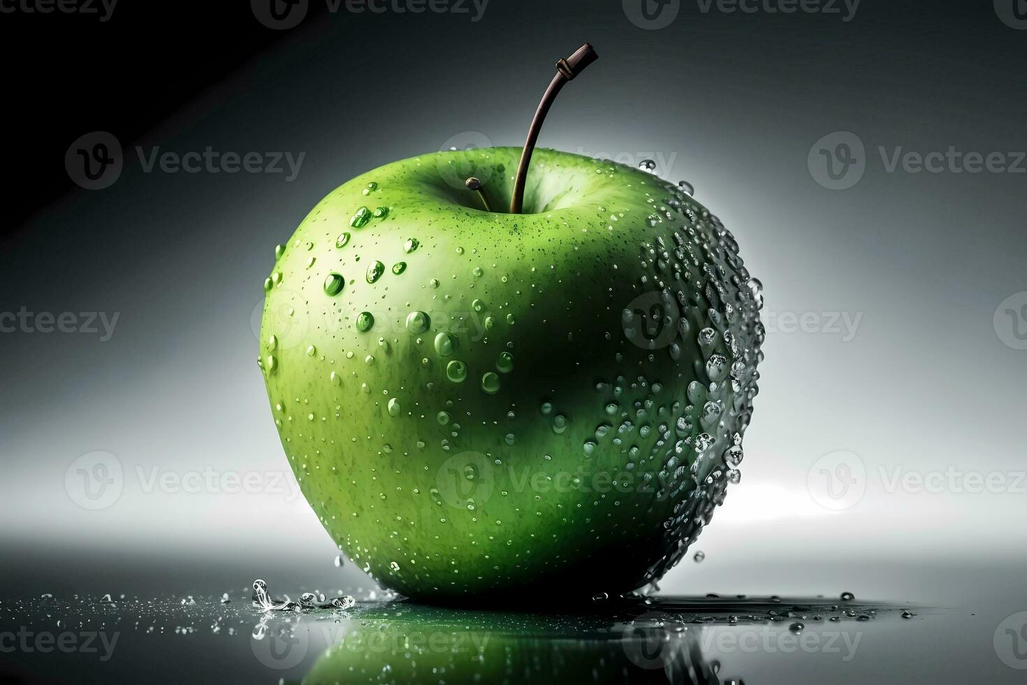 Green fresh apple, isolated photo