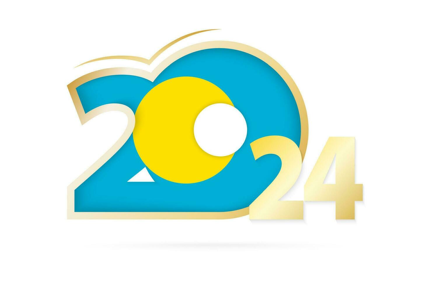 Year 2024 with Palau Flag pattern. vector