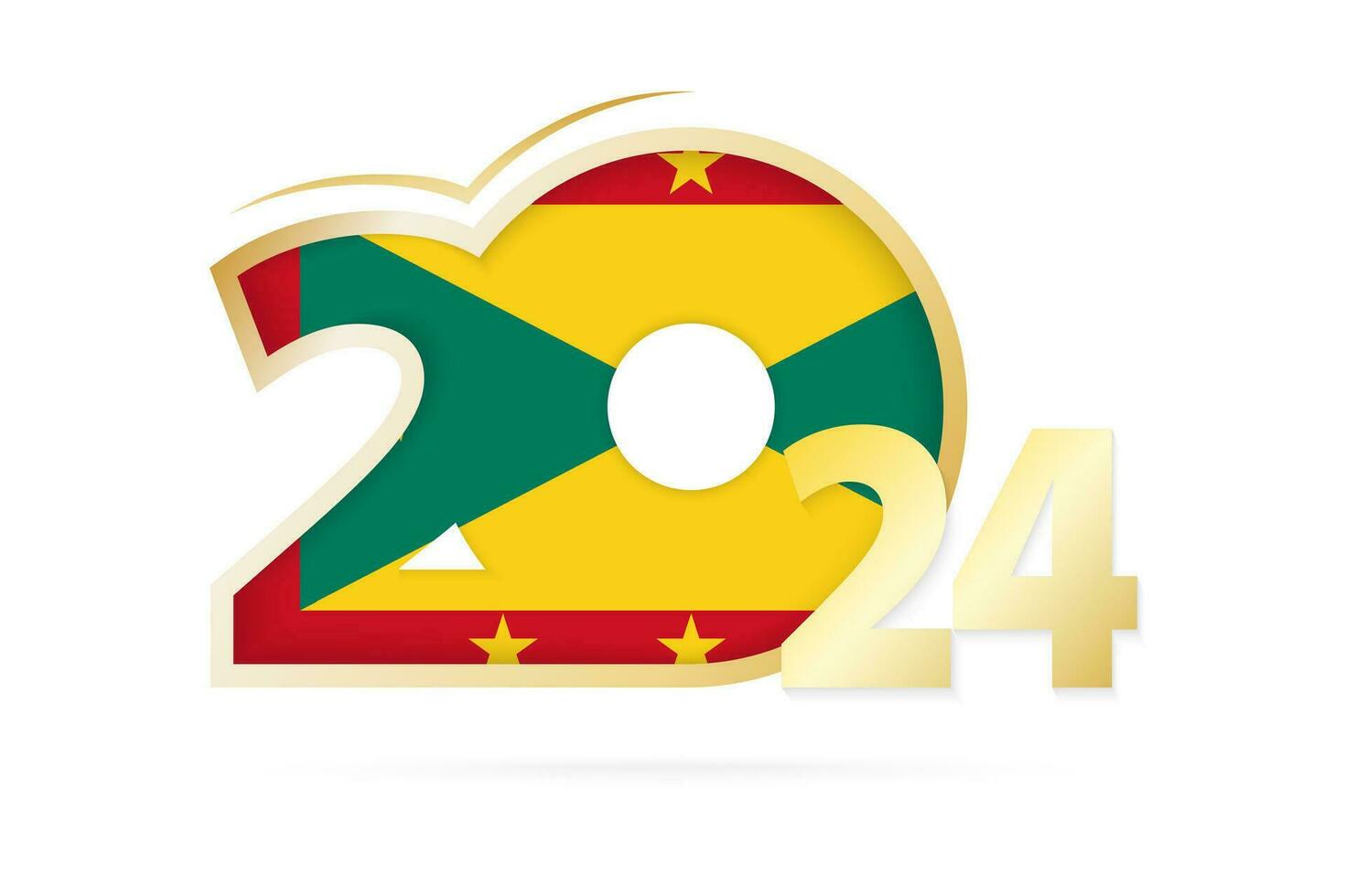 Year 2024 with Grenada Flag pattern. vector