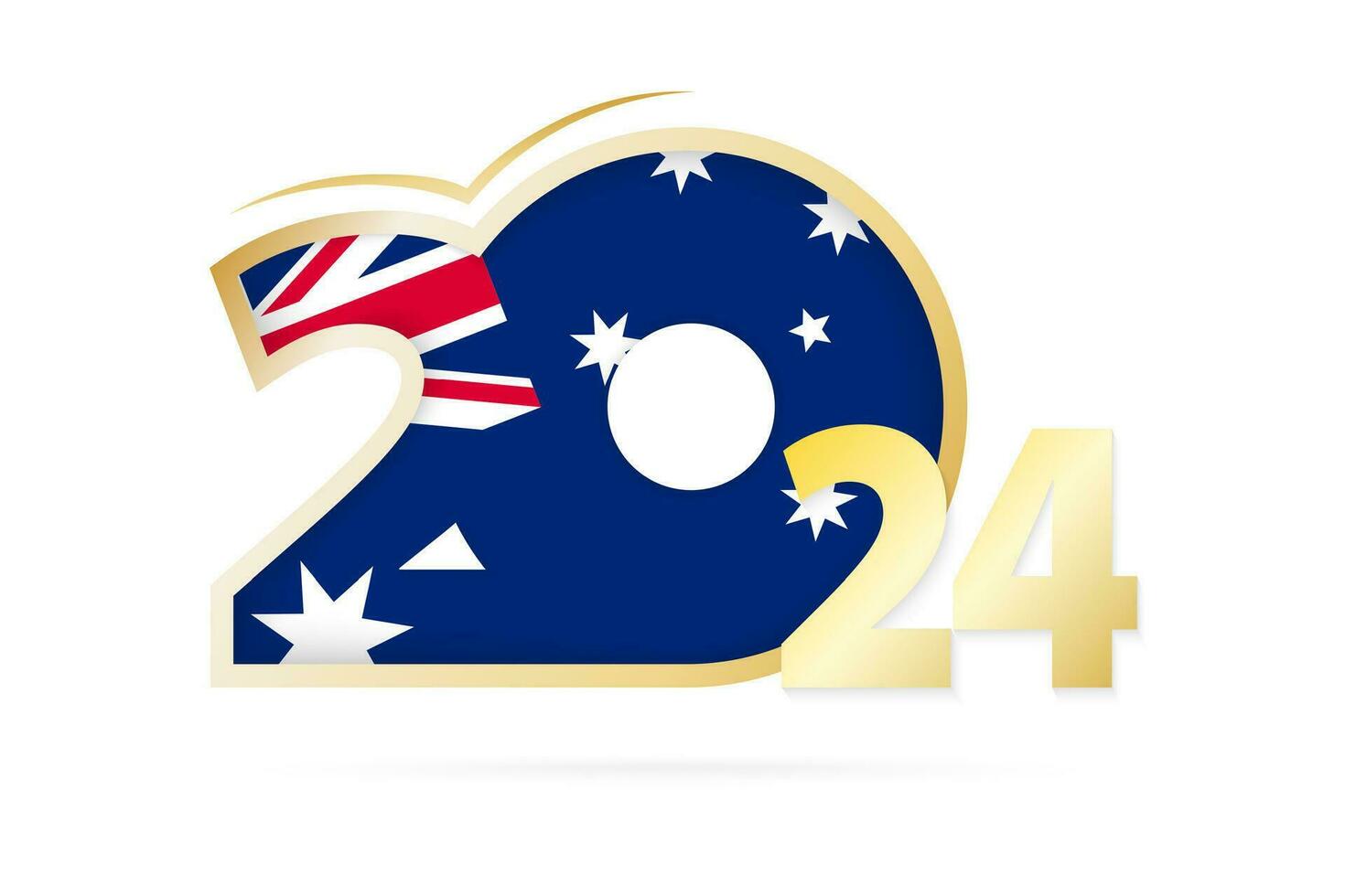Year 2024 with Australia Flag pattern. vector