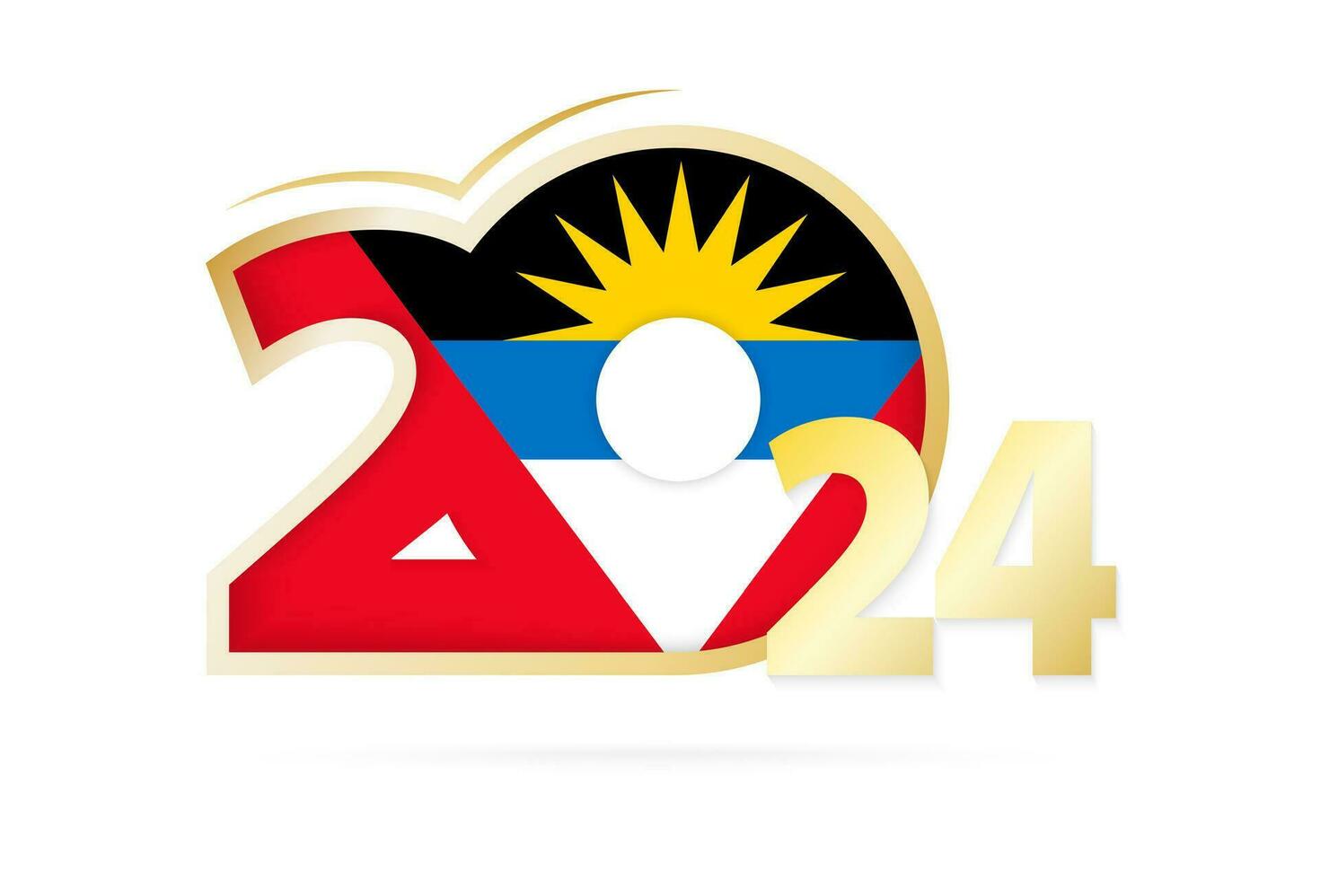 Year 2024 with Antigua and Barbuda Flag pattern. vector