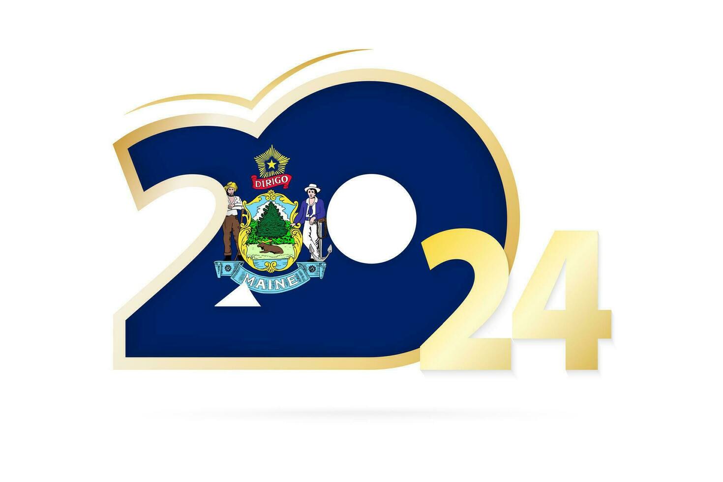 Year 2024 with Maine Flag pattern. vector