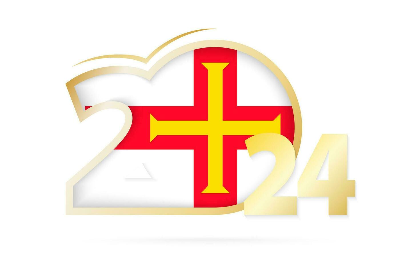 Year 2024 with Guernsey Flag pattern. vector