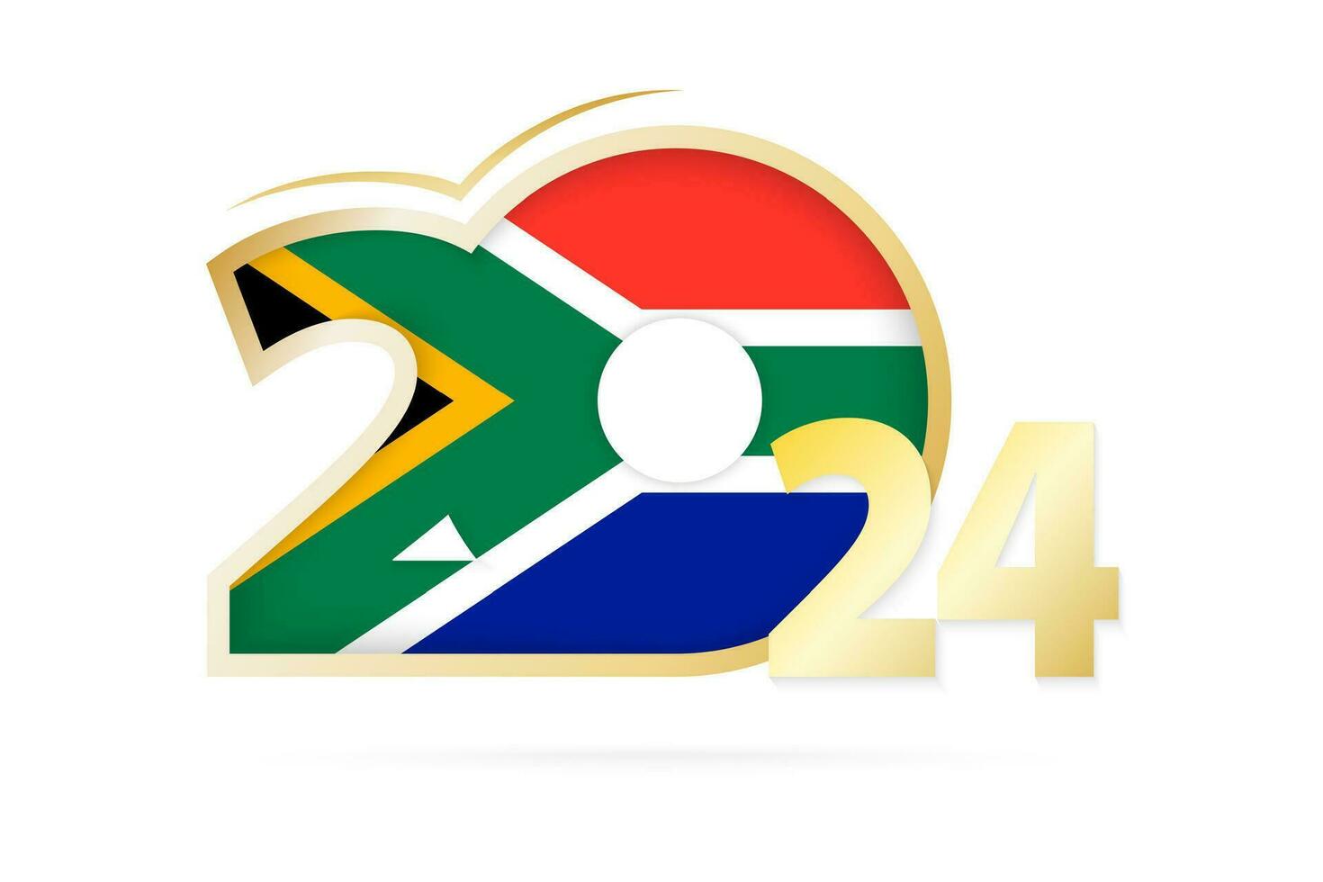 año 2024 con sur África bandera modelo. vector